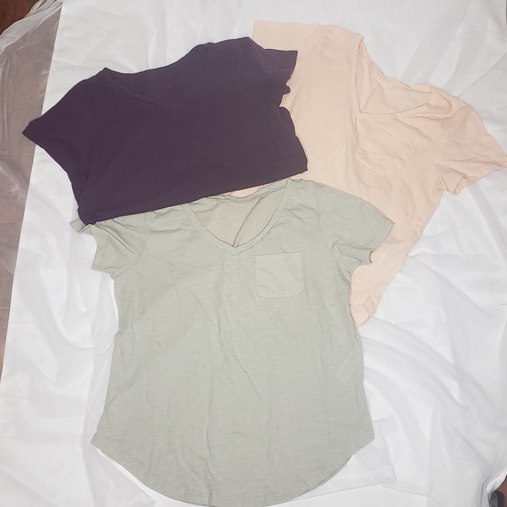 Cotton V Neck Blouses Green, Purple, Cream